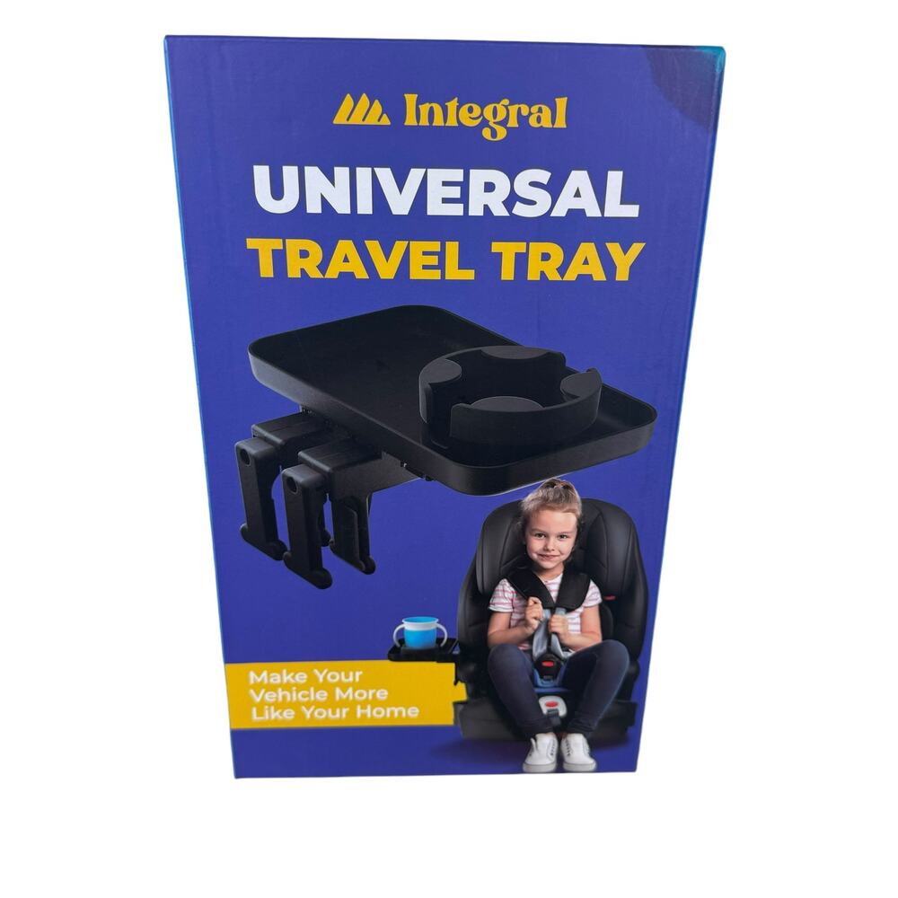 New In Box Black Universal Travel Tray‎ Cup Holder Adjustable Multi-Use